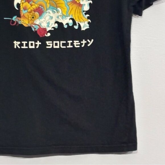 Riot Society | Men’s Black Graphic T-Shirt Chinese Fish Design - Picture 11 of 12